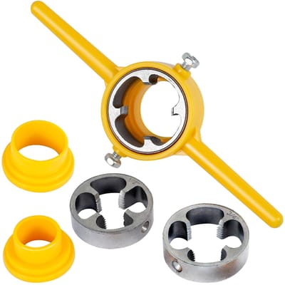 Set PVC Pijpsnijder NPT Draad Tap Snijplaat Set Krachtige 1/2NP 3/4 1 Inch Loodgieterswerk PVC Draadgereedschap Maker Schroef Snijplaat Set Handgereedschap yellow