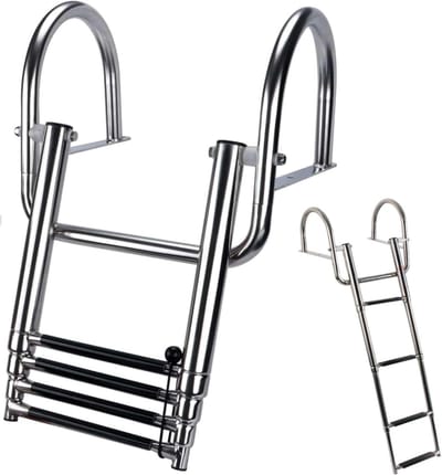 Dailygoods - Opvouwbare Badladder met 4 Treden van Roestvrij Staal - Telescopische Ladder voor Marine