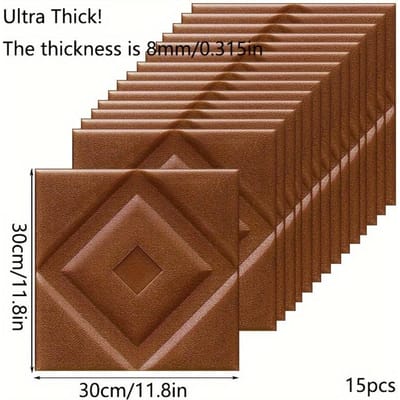 Ultra Dik! 0,315 inch dik 15/20 stuks 3D-wandtegels met sterke lijm waterdichte en vochtbestendige plafondstickers gemakkelijk te plakken en te verwijderen 15pcs