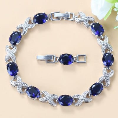 Bruiloft Sieraden Natuurlijke Kleurrijke Kubieke Zirconia Verstelbare Lengte Schakelarmband Armband Voor Vrouwen Cadeau gray