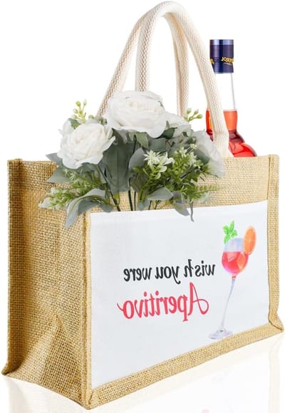 Aperol gift bag voor vrouwen, jute shopper voor strand en dagelijkse gebruik, stijlvolle accessoires voor Aperol Spritz