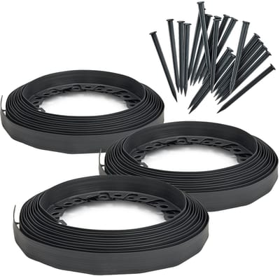 Garronda – Bedranding - Kunststof Stoeprand met Bevestigingsankers – 30 m x 4 cm met 60 Bevestigingsnagels – GD-JBM-Rollborder1000