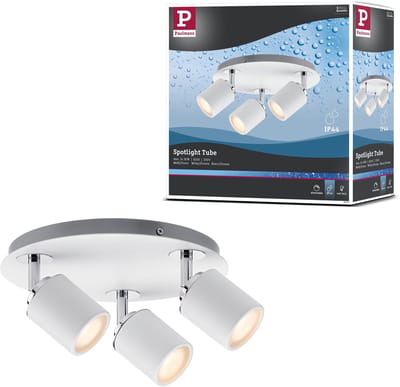 Spotlight Tube IP44 GU10 230V max. 3x10W dimbaar Wit, Chroom