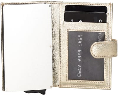 Double D Jaipur Leren Creditcardhouder / Portemonnee - Goud