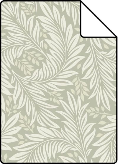 Proefstaal ESTAhome behang bladeren licht vergrijsd groen - 26.5 x 21 cm - 131142-S