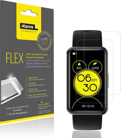 dipos – 2x Beschermfolie geschikt voor HUAKUA 1.47 Zoll Smartwatch | 3D Full Cover Screenprotector | 100% Passend