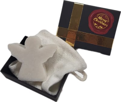 Kerst cadeau: zeep engeltje met bamboe zeepzakje in cadeauverpakking - kerstcadeau - kerstcadeau vrouw - kerstcadeautjes klein -