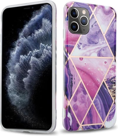 Cadorabo Hoesje geschikt voor Apple iPhone 11 PRO in Paars Golf Marmer No. 14 - Beschermhoes gemaakt van TPU siliconen Case Cover met mozaïek motief