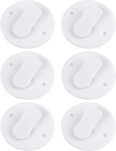 Set van 6 Winddichte Douchegordijn Clips, 5.5 cm Zelfklevend, Waterdichte Bevestiging voor Douchegordijnen en Badkameraccessoires