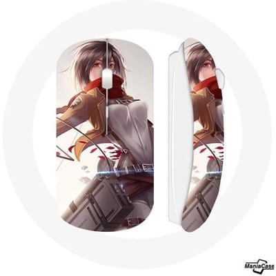 Draadloze Muis - MANIACASE - Mikasa Ackerman - Compatibel met Mac en PC - USB-stick inbegrepen - Wit