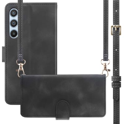 imoshion Hoesje - Geschikt voor Samsung Galaxy A14 (5G) / A14 (4G) - Bookcase met koord - Zwart