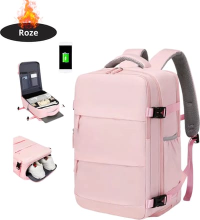 Livano Rugzak - Dames - Heren - Meisje - Jongens - Backpack - Schooltas - Laptoptas - Roze