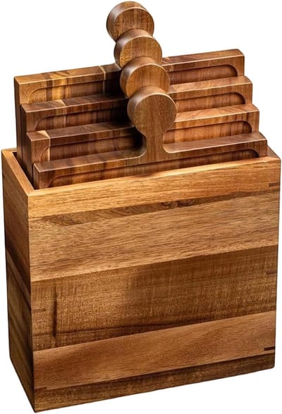 Serveerdienblad Hout - Kaasplank Worstplank - Eten Presenteren - Geïntegreerde Handgrepen - 335 cm Hoog - Uniek