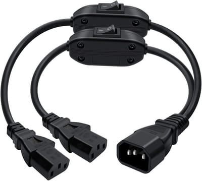 Verlengsnoer met Schakelaar en Splitter voor Koelkast - 10A/250V - 35cm, Ideaal voor Huishoudelijk Gebruik en Apparatuur
