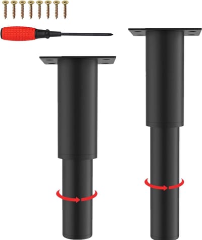 Verstelbare Meubelpoten Metalen voor Tafel, Bank, Stoel, Bureau - Laadvermogen 800 kg (2 Zwarte, 25-43 cm)