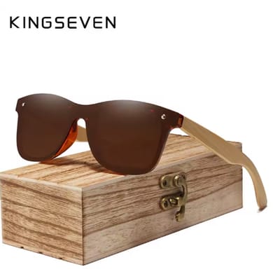 KINGSEVEN Zonnebril H5504 - Bruin – Heren - Vrouwen - Gepolariseerd - UV400 - Bamboe - Randloos