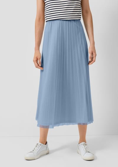 s.Oliver - female - Geplooide midi rok van mesh met jersey voering