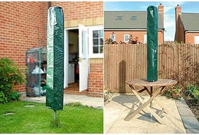 Famanu – Groene waterdichte parasolhoes voor tuin - roterend met bevestigingsriemen - 160 cm diameter - beschermt tegen regen en zon