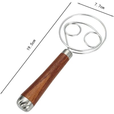 Fouet à pâte danois avec manche en bois, œufs et crème, tiges de mélange, Double trous, agitateur de gâteau à la farine, outils de cuisson de cuisine B