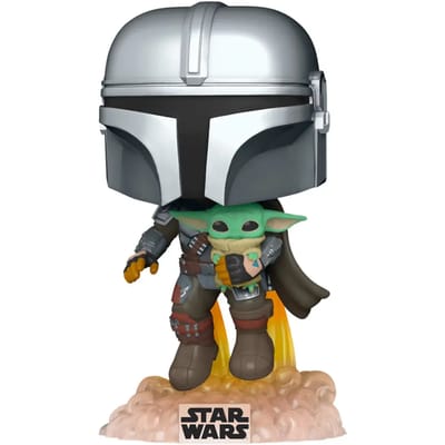 Pop Star Wars: The Mandalorian Flying with JetPack and Child - Funko Pop #402