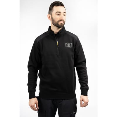 Caterpillar Essential 1/4 Zip Polyester Heren Zwarte Trui
