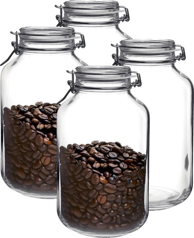 Bormioli Rocco Voorraad/weckpot - 4x - glas - transparant - 28 x 15 cm - 4 L