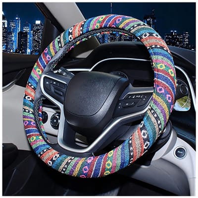 Dailygoods- Stuurhoes Etnische Stijl - Zachte Linnen Stof - Universele Stuurhoes - Comfortabel Handgevoel - Bescherming Tegen Krassen - Afmeting 38 cm - Stuurcover