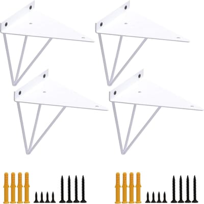Haarspeld Driehoek Plankbeugels Metaal Geometrisch Prisma Wit 4 Pack