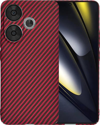 Hoesje geschikt voor Xiaomi Poco F6 - Techsuit Carbonite FiberShell Carbon Back Cover - Rood