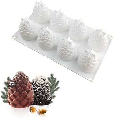Dailygoods- Siliconen Vorm Kegeldesign - 3D-Dennenappels - Bakvormen - Snoep/chocoladevorm - Versieren van Cake - IJsblokjes - Wit - Bakvorm