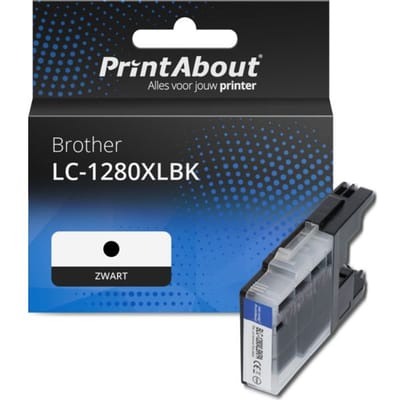 PrintAbout huismerk Inktcartridge LC-1280XLBK Zwart Hoge capaciteit Geschikt voor Brother