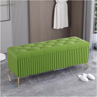 Luxe bank - Gestoffeerde poef - Ruimte organiseren - Verborgen opbergruimte - 60 cm - Groen