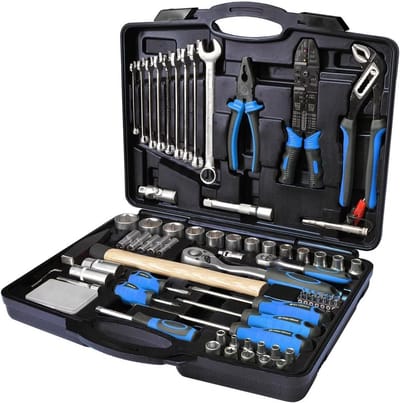 SW-Stahl 06970L universele gereedschapskist, 1/4, 1/2 inch, 120 stuks, gereedschapskist met gereedschap, gereedschapskistset, meestergereedschapskist professioneel gevuld