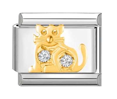 Quiges - Schakel - Bedel - 9mm - charms - Kat - Geschikt voor - armband - Schakelarmband - italy bedels armband