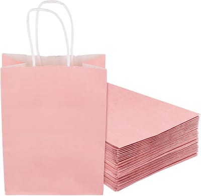 100 Stuks Roze Papieren Feestzakken voor Meisjes - Kleine Geschenkzakken voor Verjaardag, Bruiloft en Feestjes met Draaiknoppen