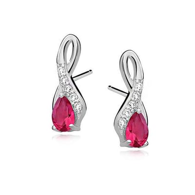 Joy|S - Zilveren klassieke oorbellen robijn roze zirkonia - Infinity