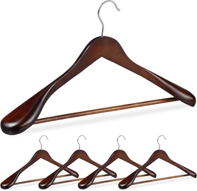 50 x kledinghanger - voor pakken - brede schouder - kleerhangers hout - bruin