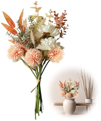 SnelShoppen - Kunstbloemen Hortensia Boeket - Champagnekleurige Kunstplanten - Zijde Bloemstukken voor Bruiloft, Feest, Tuin, Festival - Allergievrien