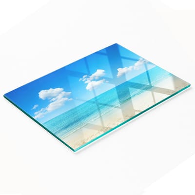 Multifunctionele decoratieve glazen snijplank voor de keuken, thema Paradijs en Strand, 80x52 cm