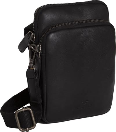 MUSTANG Leren Schoudertas Perth Shoulderbag Black Zwart