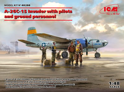 ICM Modelbouwpakket Militaire voertuigen - 48288 A-26C-15 Invader with pilots and ground personnel Plastic - 1:48 - Modelbouw