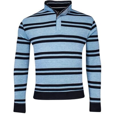 Baileys Trui Sweat Half Zip Piqué Yarn Dyed Stripes Two-Tone Doubleface Bright Cobalt / male