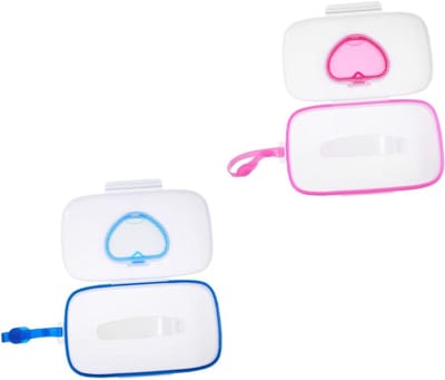 Babydoekjes Houder - Reis Doekjes - Onderweg Hygiëne - Herbruikbaar & Drukknop - 2 Stuks - Wit Roze Blauw