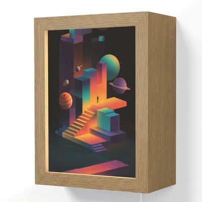 Wandlamp 15x20 cm - Oplaadbaar - Abstract - Trappen - Mens - Planeten - Wandlampen binnen woonkamer - Slaapkamer lamp met kabel - Decoratieve nachtlamp - Vloerlamp snoer