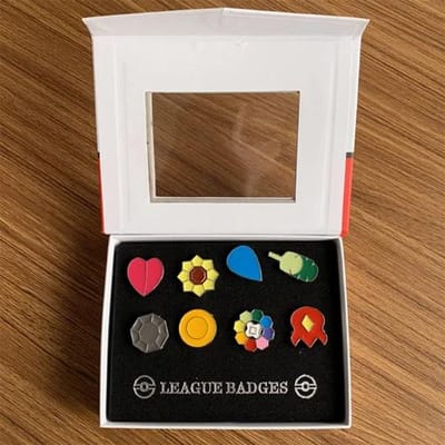 Insigne de GIM de la Ligue Pokémon Figures d'Anime Pocket Monster Roi du Ciel Gymnase Insigne Métallique Pikachu Mew-two Jouets pour Enfant Enfants black