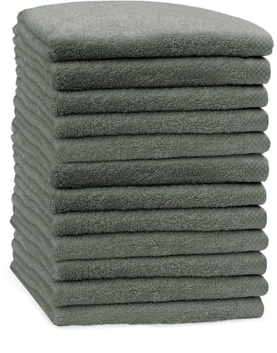 Eleganzzz Handdoeken Set - Set van 12 - Handdoek 50x100cm - 420 gr/m2 - 100% Katoen - black