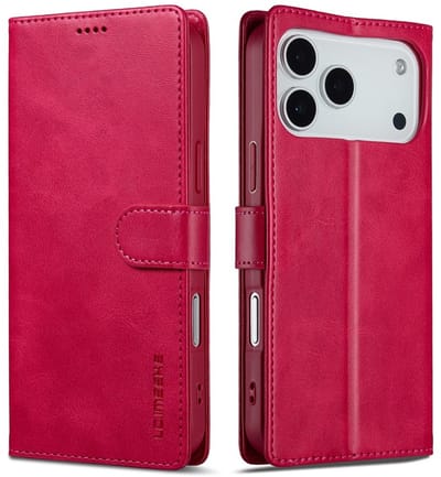 LC.IMEEKE Hoesje - Geschikt voor iPhone 17 Pro Max Hoesje - LC.IMEEKE Luxe Book Case - Roze