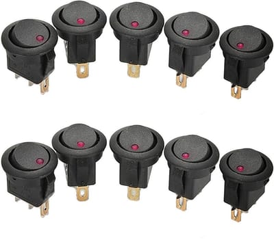 Allecto - Rocker Switch - 19mm - 12V 16A - Rode LED Verlichting - Voor Auto en Boot - Schakelaar - Gemakkelijk te installeren - Geschikt voor ver