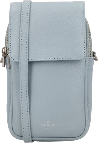 Charm London Washington Telefoontasje - Telefoon - Pasjes - Crossbody - Schoudertas - Leren Dames Tas - Lichtblauw