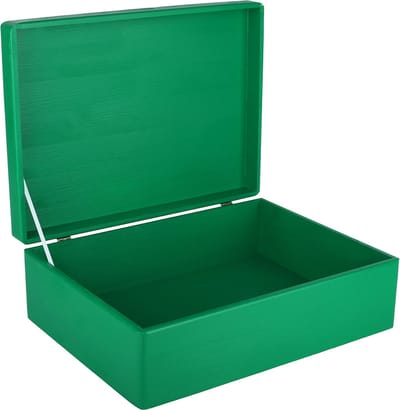 Creative Deco XL Groen Houten Doos Opbergdoos | 40 x 30 x 14 cm | met Deksel | Kerst, Kerstmis Cadeau